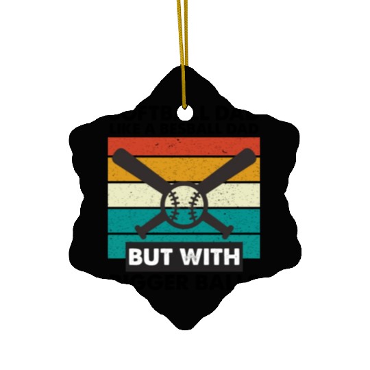 Vintage Softball Dad Like A Baseball Dad Us Flag Ceramic Ornaments