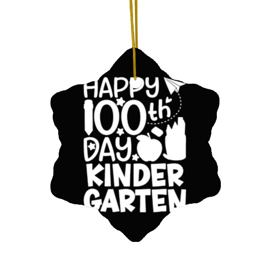 100th Day of Kindergarten Teacher Student Kid Ceramic Ornaments