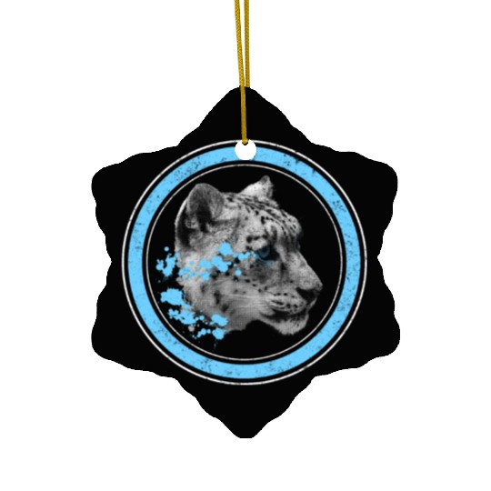 Leopard Ceramic Ornaments, Watercolor Snow Panther Leopard