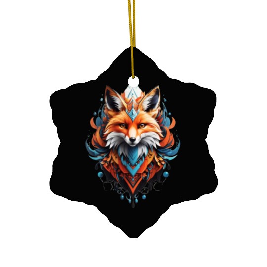 Mystical fox head artwork Ceramic Ornaments