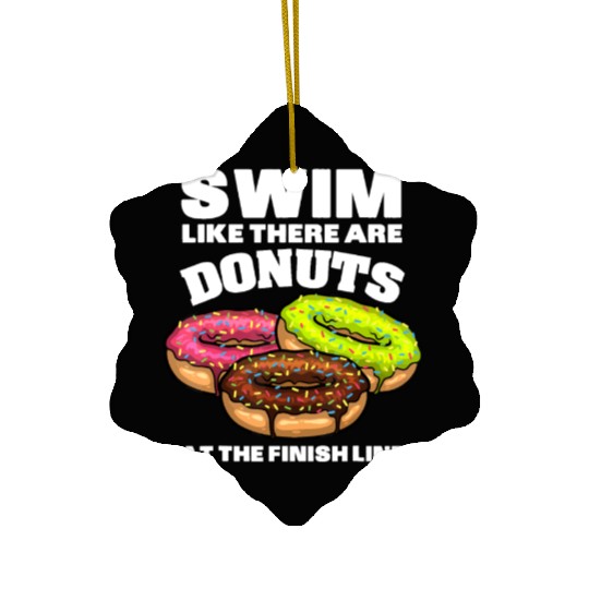 Funny Swimming Donut Design Men Women Swimmer Ceramic Ornaments