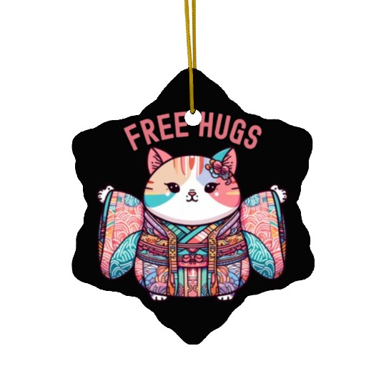 Free hugs from Japanese cat Ceramic Ornaments