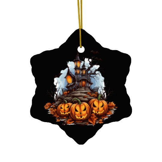 Halloween Pumpkin Bat Spell Haunted House Ceramic Ornaments