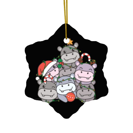 Hippo Christmas Tree Funny Animal Christmas Ceramic Ornaments