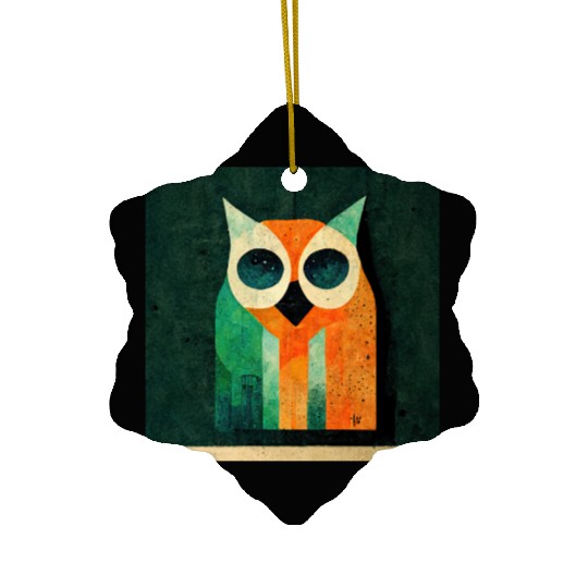 Mod Owl: Drippy Color Owl Ceramic Ornaments
