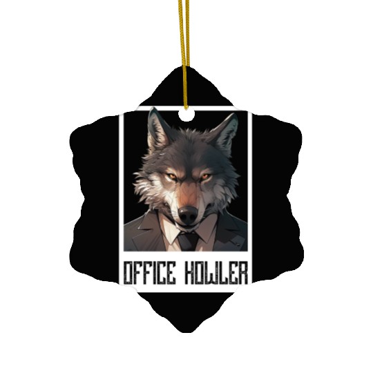 Office Howler. Business wolf Ceramic Ornaments