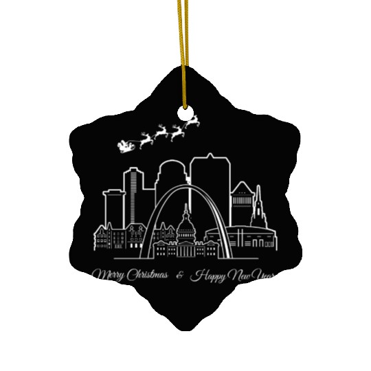 St. Louis Missouri Merry Christmas Happy New Year Ceramic Ornaments