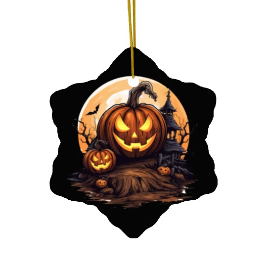 Halloween Haunted House Spell Pumpkin Bat Ceramic Ornaments