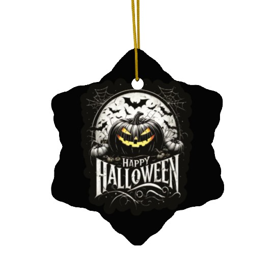 Spooky Pumpkin Night Ceramic Ornaments