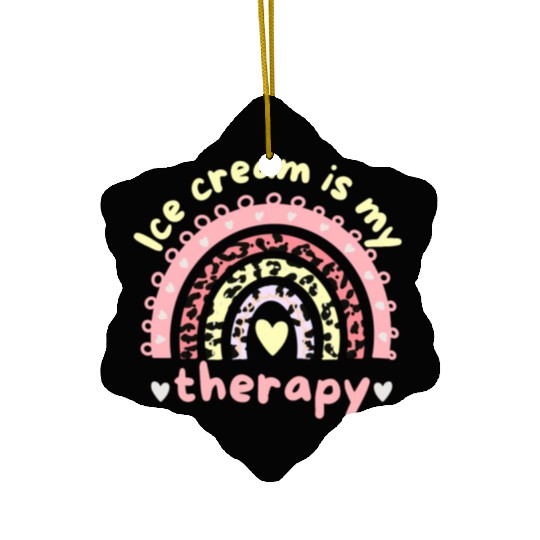 ice cream is my therapy Ceramic Ornaments