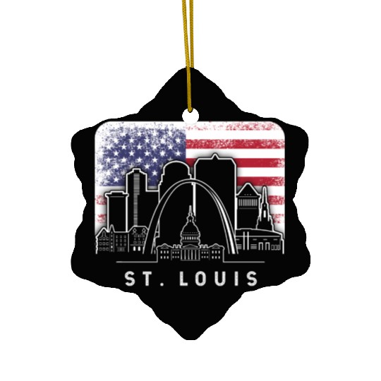 St. Louis Missouri American Flag Vintage Ceramic Ornaments