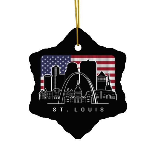 St. Louis Missouri American Flag Ceramic Ornaments