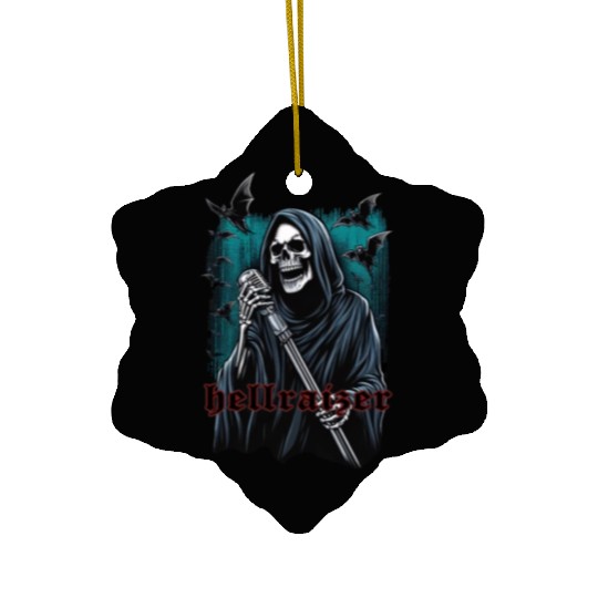 HellRaizer Reaper with Microphone and Bats Green Ceramic Ornaments