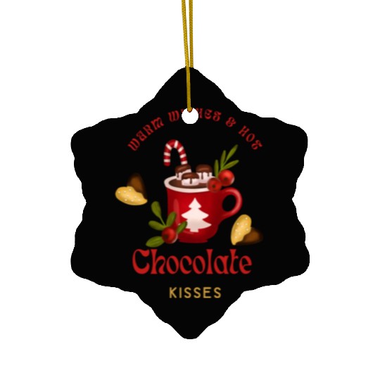 Merry Christmas Warm Wishes and Hot Chocolate Ceramic Ornaments