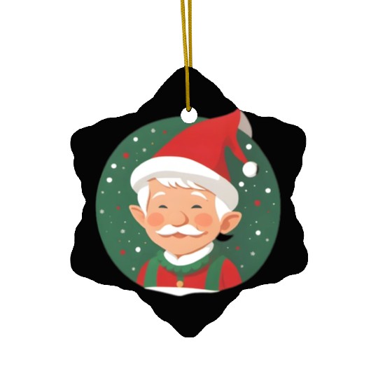 christmas happy elf Ceramic Ornaments