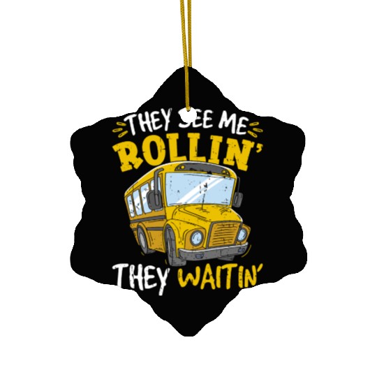 Funny School Bus Driver Ceramic Ornaments