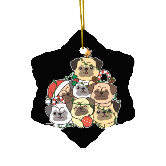 Pug Christmas Tree Funny Animal Christmas Ceramic Ornaments