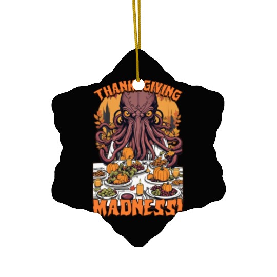 Autumn Feast with Cthulhu - Thanksgiving Madness Ceramic Ornaments