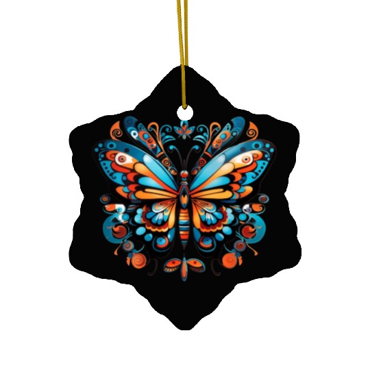 Aztec Butterfly Rainbow Butterfly Women’s Ceramic Ornaments