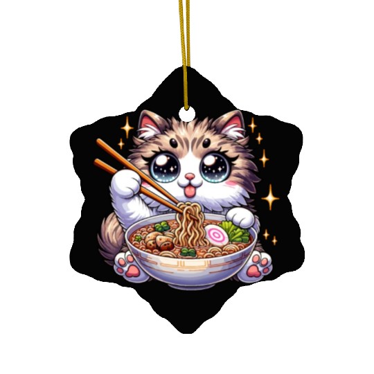 Ramen Cat Neko Noodles Japanese Anime Ceramic Ornaments