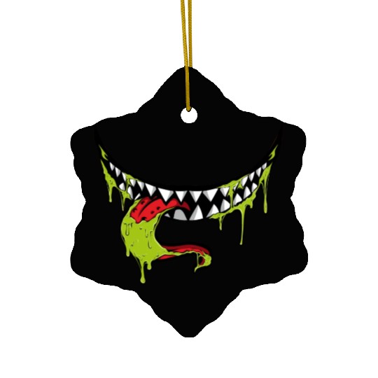 monster smile with dripping tongue Halloween Night Ceramic Ornaments