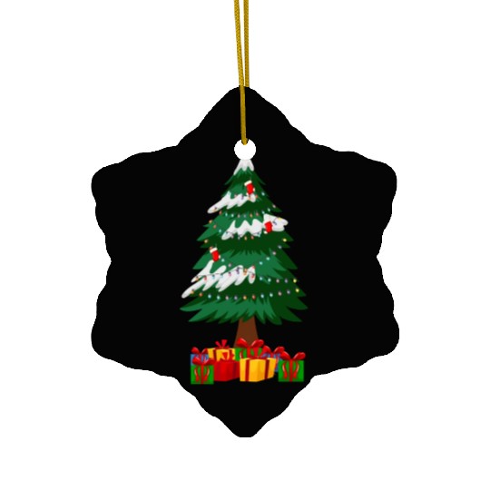 Merry Christmas Tree with Surprise Presents Boxes Ceramic Ornaments