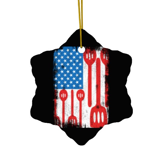 US Patriotic Cook Ceramic Ornaments