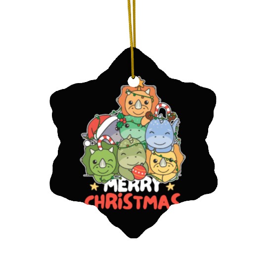 Dinosaur Christmas Tree Merry Christmas Ceramic Ornaments