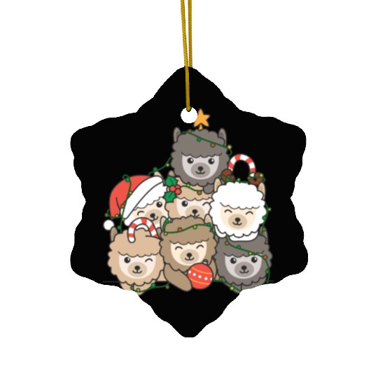 Alpaca Christmas Tree Funny Animal Christmas Ceramic Ornaments