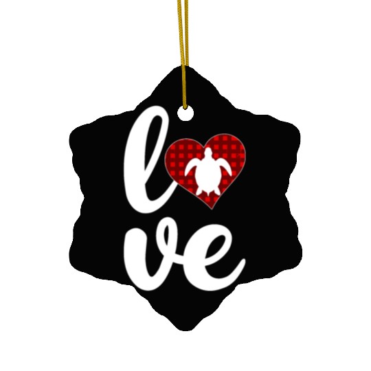 Sea Turtle Lover Buffalo Plaid Love Turtle Ceramic Ornaments