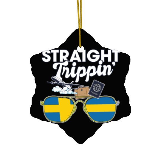 Straight Trippin' Sweden Vacation Tour Travel Ceramic Ornaments