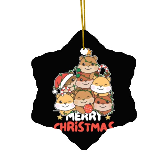 Hamster Christmas Tree Merry Christmas Ceramic Ornaments