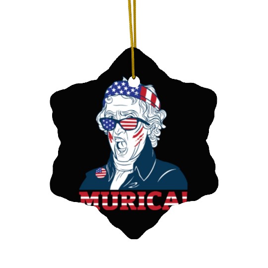 Patriotic President Thomas Jefferson Murica Ceramic Ornaments