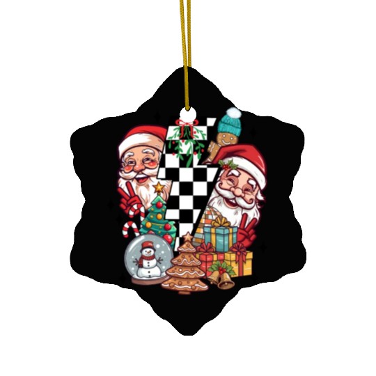 Retro Christmas, Santa, Groovy, Disco Ball, Frosty Ceramic Ornaments