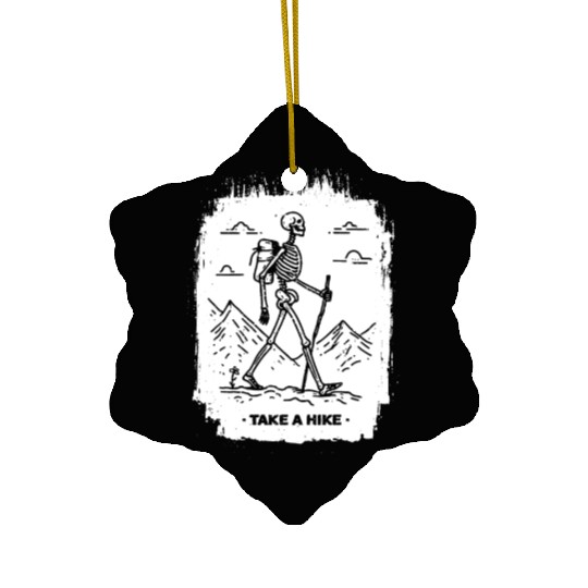 Take a Hike - White Ink Ceramic Ornaments