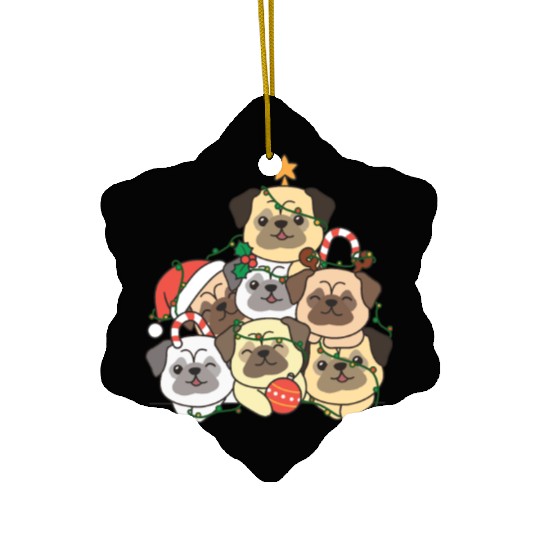 Pug Christmas Tree Funny Animal Christmas Ceramic Ornaments
