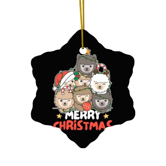 Alpaca Christmas Tree Merry Christmas Ceramic Ornaments