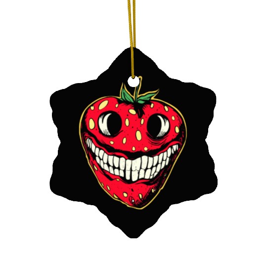 Strawberry Jack-o-lantern Ceramic Ornaments