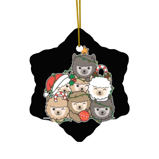 Alpaca Christmas Tree Funny Animal Christmas Ceramic Ornaments