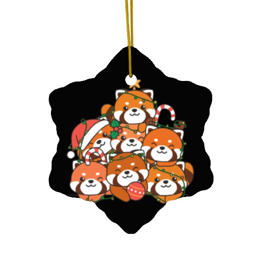 Red Panda Christmas Tree Funny Animal Ceramic Ornaments