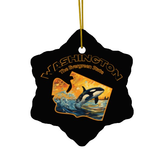 Washington Wildlife - orca Ceramic Ornaments