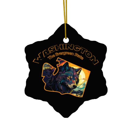 Washington Wildlife - wolf Ceramic Ornaments