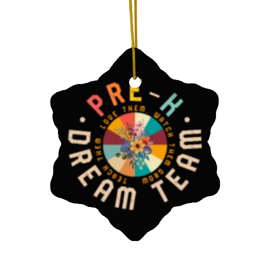 Teacher Ceramic Ornaments, Pre-K Dream Team Floral Pocket Ceramic Ornaments