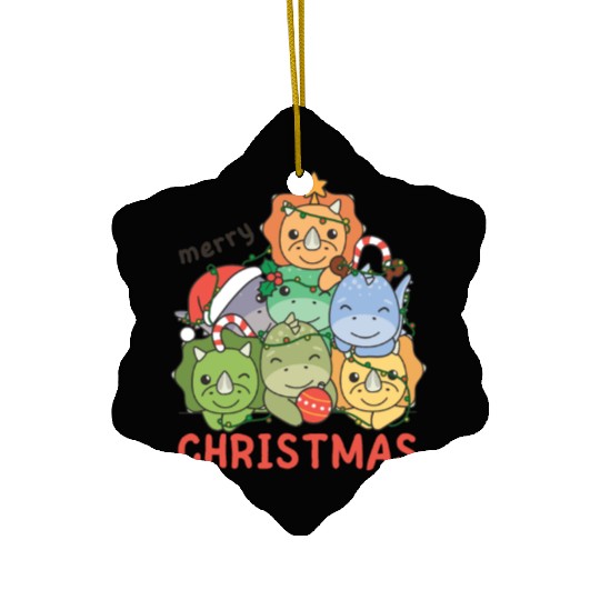 Dinosaur Christmas Tree Merry Christmas Ceramic Ornaments
