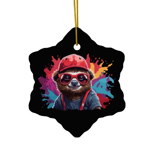 raccoon animal art I cool cute raccoon Ceramic Ornaments