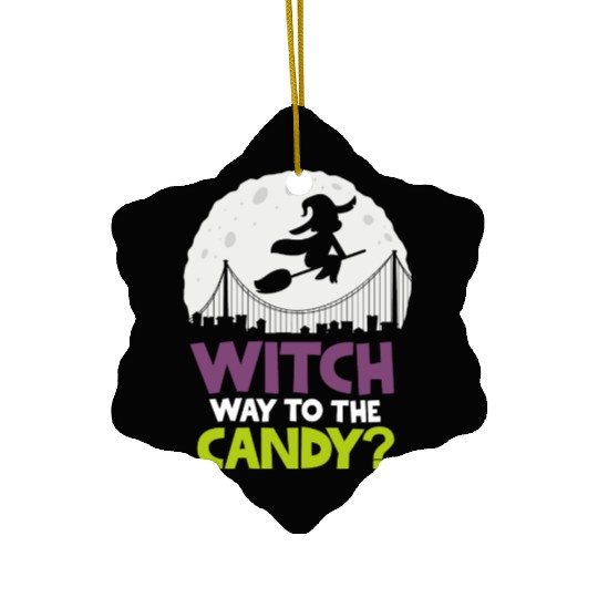 Witch Way To The Candy Halloween Ceramic Ornaments