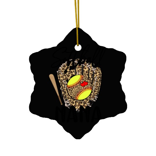 Softball Nana Leopard Game Day Softball Lover Ceramic Ornaments
