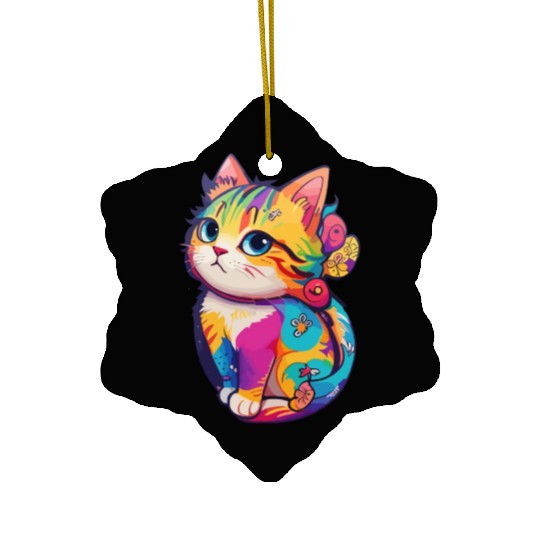 Colorful Cute cat for cat Lovers Ceramic Ornaments