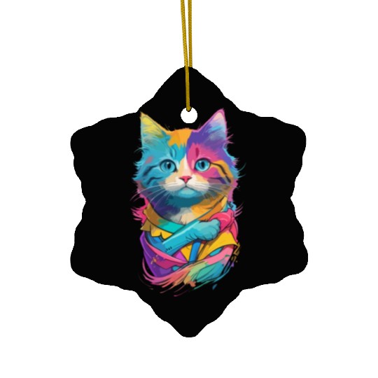 Colorful Cute cat for cat Lovers Ceramic Ornaments