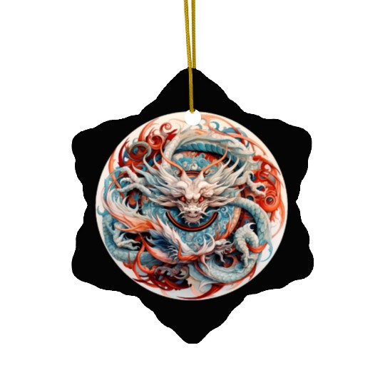 Chinese Dragon Mandala Art Ceramic Ornaments